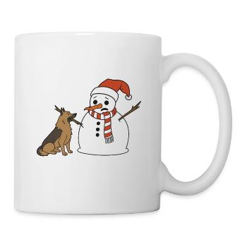 Schäferhund klaut Schneemann den Stockarm - Tasse - Weiß - Rechts