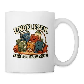 Ungelesene Bücher unter sich - Tasse - Weiß - Rechts