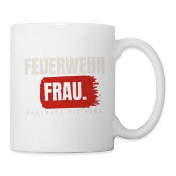 Feuerwehrfrau – Ehrenamt mit Herz - Tasse - Weiß - Rechts