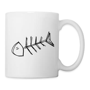 Fischgräte handgezeichnet - Tasse - Weiß - Rechts