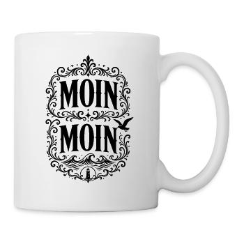 Moin Moin – norddeutscher Gruß mit Möwe - Tasse - Weiß - Rechts