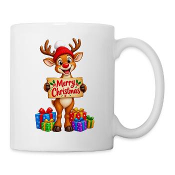Rentier mit Geschenken - Tasse - Weiß - Rechts