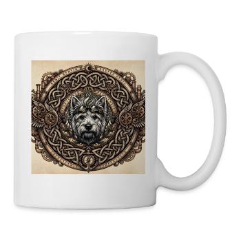 Steampunk-Hund keltische Knoten - Tasse - Weiß - Rechts