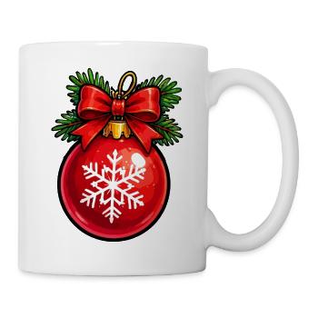 Rote Weihnachtkugel mit Schneeflocke - Tasse - Weiß - Rechts
