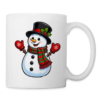 Winterlicher Schneemann mit Schal und Hut - Tasse - Weiß - Rechts