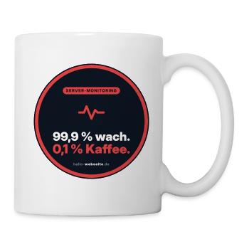 99,9 % Wach. 0,1 % Kaffee. Admin Shirt - Tasse - Weiß - Rechts