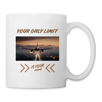 Your Only Limit Is Your Mind – Flugzeug Mindset - Tasse - Weiß - Rechts