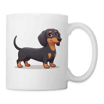 Süßes Dackel-Welpen-Weiner-Hundeliebhaber-Grafik-T-Shirt - Tasse - Weiß - Rechts