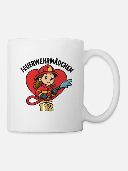 Feuerwehrmädchen 112 Herz - Tasse - Weiß