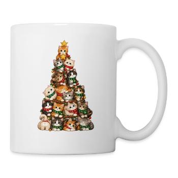 Katzen-Weihnachtsbaum-T-Shirt – Süße Katzen - Tasse - Weiß - Rechts
