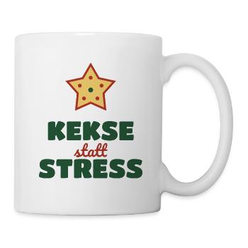 Kekse statt Stress – Plätzchen Weihnachten - Tasse - Weiß - Rechts
