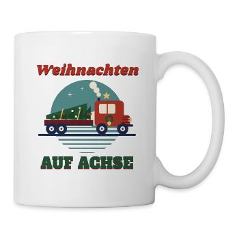 Weihnachten auf Achse – Retro LKW Fernfahrer - Tasse - Weiß - Rechts