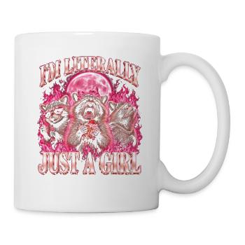 Nur ein Mädchen lustiger Waschbär-Müll - Tasse - Weiß - Rechts