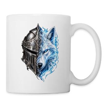 Spektraler Wolf und Ritterhelm – Fantasie - Tasse - Weiß - Rechts