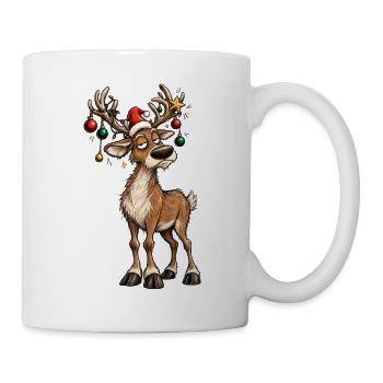 Blasé-Weihnachts-Rentiere – Kugeln und Girlanden - Tasse - Weiß - Rechts