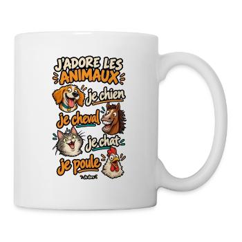 Ich liebe Tiere – ich hunde, ich reite Pferde, ich kätze - Tasse - Weiß - Rechts