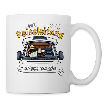Camping Die Reiseleitung sitzt rechts - Tasse - Weiß - Rechts