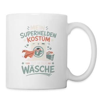 Superhelden Kostüm in der Wäsche - Tasse - Weiß - Rechts