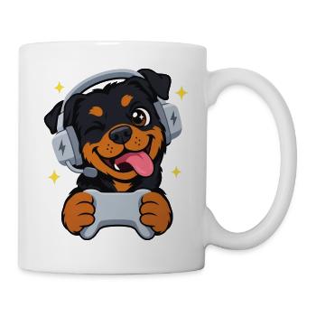 Gaming Rottweiler mit Headset und Controller - Tasse - Weiß - Rechts