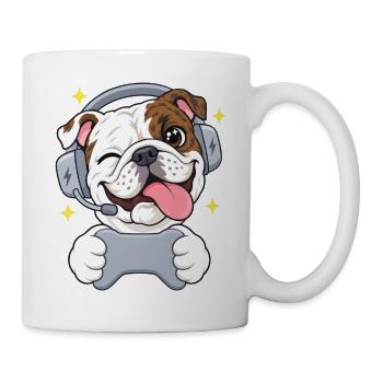 Gaming Englische Bulldogge Headset und Controller - Tasse - Weiß - Rechts