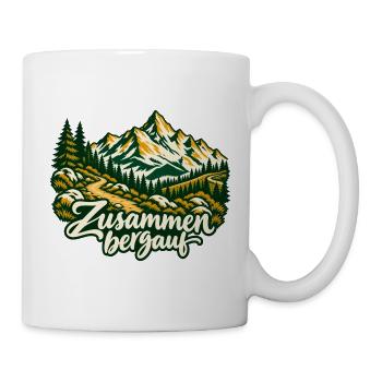 Zusammen bergauf Wanderpartner mit Bergpanorama - Tasse - Weiß - Rechts