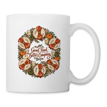 Gutes Essen Besseres Unternehmen Friendsgiving-Shirt - Tasse - Weiß - Rechts