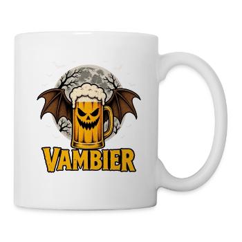 Vambier Halloween Bier Vampir Fledermaus Vollmond - Tasse - Weiß - Rechts