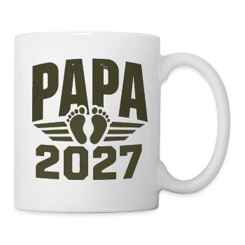 Papa 2027 Werden Vater 2027 Mit Baby Fußabdrücken - Tasse - Weiß - Rechts