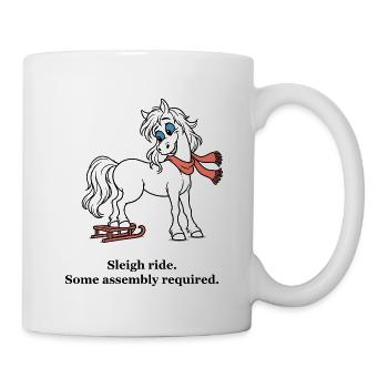 Weihnachtspferd testet einen sehr kleinen Schlitten - Tasse - Weiß - Rechts