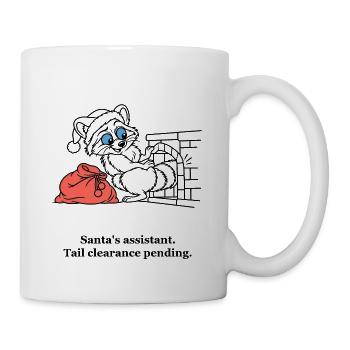 Santa Raccoon überprüft die Schornsteinfreigabe - Tasse - Weiß - Rechts