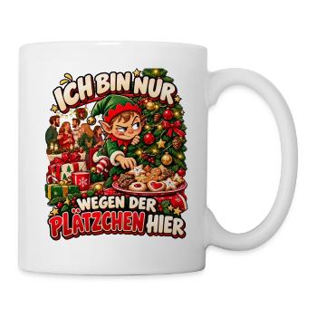 Ich bin nur wegen der Plätzchen hier Weihnachten - Tasse - Weiß - Rechts