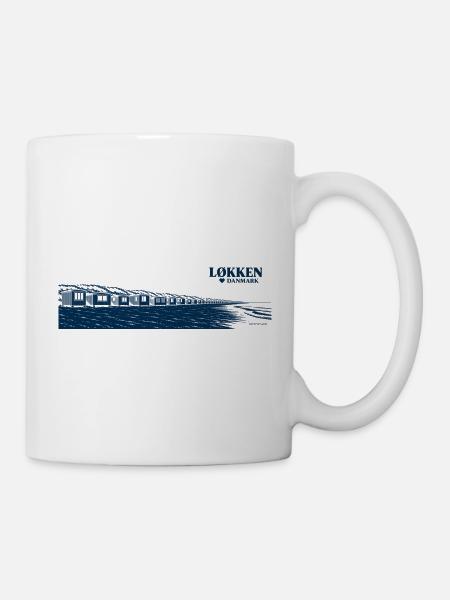 Løkken – Badehäuser am Nordseestrand - Tasse - Weiß