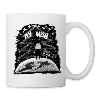 My Wish – Mädchen auf der Erde mit Weihnachtsbaum - Tasse - Weiß - Rechts