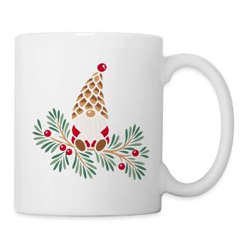 Weihnachtswichtel auf Tannenzweig  - Tasse - Weiß - Rechts