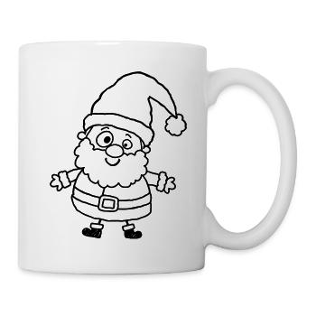 Verspielter Santa im Kinder-Kritzelstil - Tasse - Weiß - Rechts