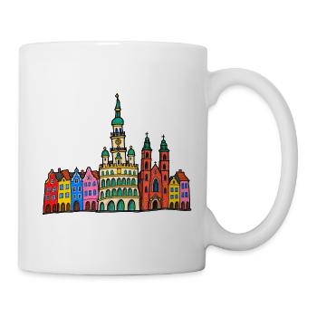 Posen Skyline im bunten Wachsmalstil - Tasse - Weiß - Rechts