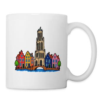 Utrecht Skyline im bunten Wachsmalstil - Tasse - Weiß - Rechts