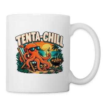 Tenta-Chill – Entspannter Oktopus am Grill - Tasse - Weiß - Rechts