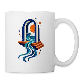 Meeresportal – Welle Sonne und blaues Tor - Tasse - Weiß - Rechts