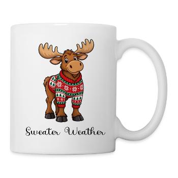 Sweater Weather – Süßer Elch im Weihnachtspullover - Tasse - Weiß - Rechts
