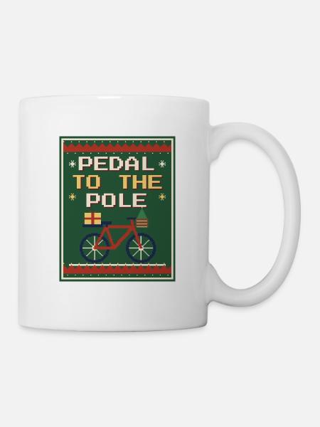 Pedal to the Pole – Rad-Weihnachtspullover - Tasse - Weiß
