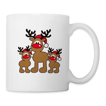 Weihnachtselche – Süße Elchfamilie  - Tasse - Weiß - Rechts