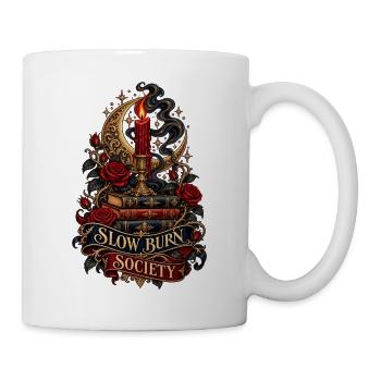 Slow Burn Society – Bücher Rosen und Kerzenschein - Tasse - Weiß - Rechts