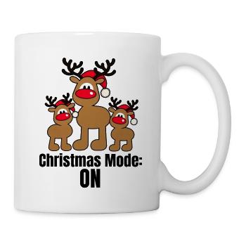 Christmas Mode ON – Lustige Weihnachtselche - Tasse - Weiß - Rechts