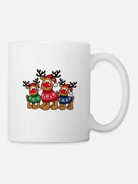 Weihnachts-Elche – Christmas Crew - Tasse - Weiß