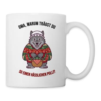 Hässlicher Weihnachtspullover – Wolf & Oma - Tasse - Weiß - Rechts