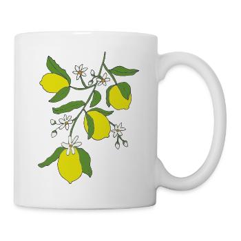 Zitruszweig mit gelben Früchten - Tasse - Weiß - Rechts