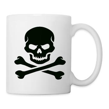 Totenkopf und gekreuzte Knochen Fettes Emblem - Tasse - Weiß - Rechts