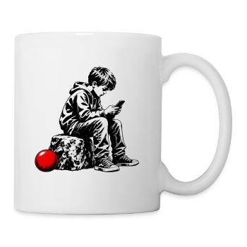 Schwarzweiß Jugend am Handy - Tasse - Weiß - Rechts