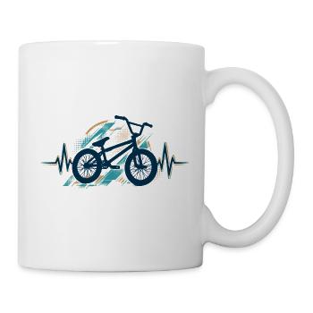BMX Herzschlag EKG: Minimalistisches Silhouette - Tasse - Weiß - Rechts